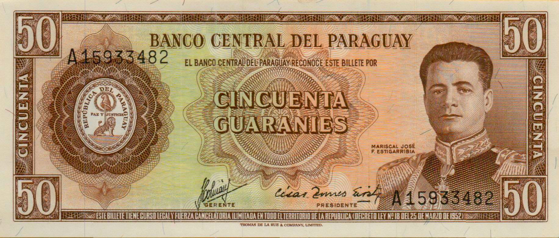 Paraguay 50 1963 UNC P-197/b